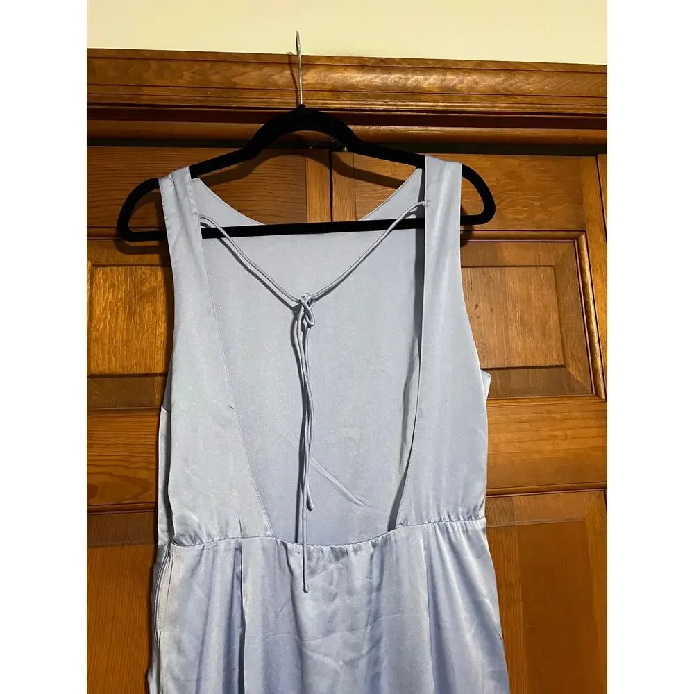 NWOT Abercrombie & Fitch Women’s Draped Satin Maxi Dress Periwinkle Blue Size LT